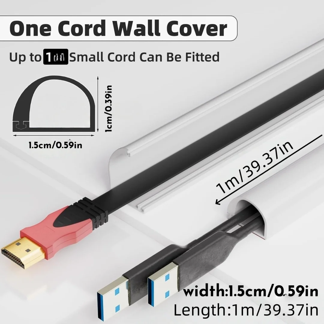 1PC 5meters Flexible Cord Management Channel,Invisible Decorative Wire Cover, Anti-Step Protector, Adhesive Cable Raceway