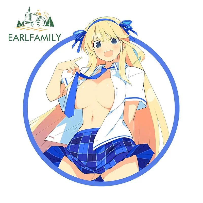 

EARLFAMILY 13cm x 12cm Waifu Loli Clothes Open Car Sticker Blue Style Custom Anime Decal Waterproof Air Conditioner Car Styling