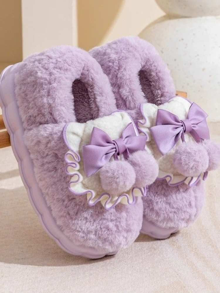 

Women's 2025 New Arrival Cotton Slippers Closed Heel Indoor Home Fleece Lined Warm Slip Resistant Postpartum Slippers