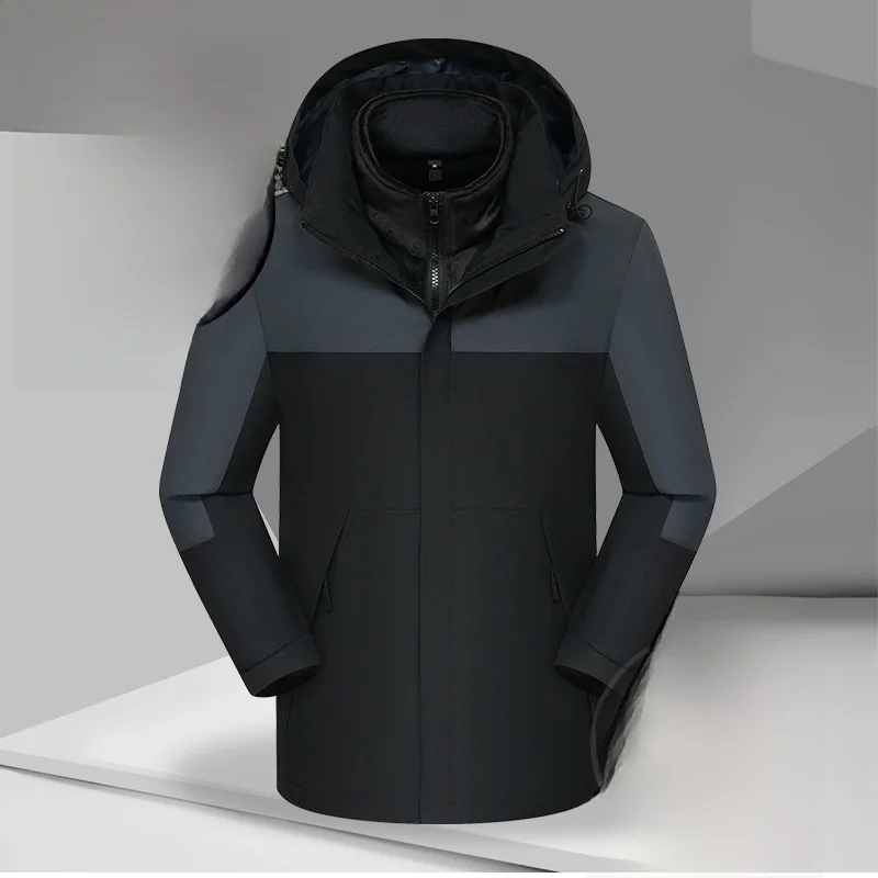 

Outdoor Climbing Jaet Men's Women's Silver Fur Lined Waterproof Warm Tee-in-One Two-Piece Set Stand Fit Casual Sle