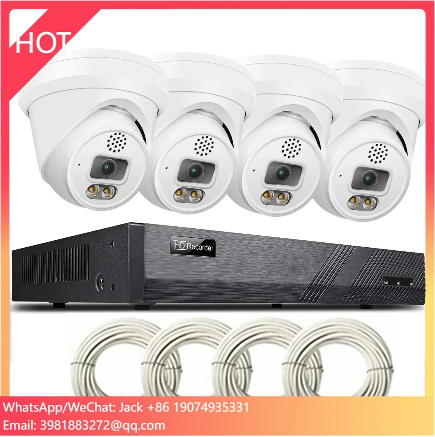

2025 New 4CH AI Smart VCA IP POE NVR Security Camera System With 4pcs 8MP Dual Light Face Detection Two-way Audio Turret Camera