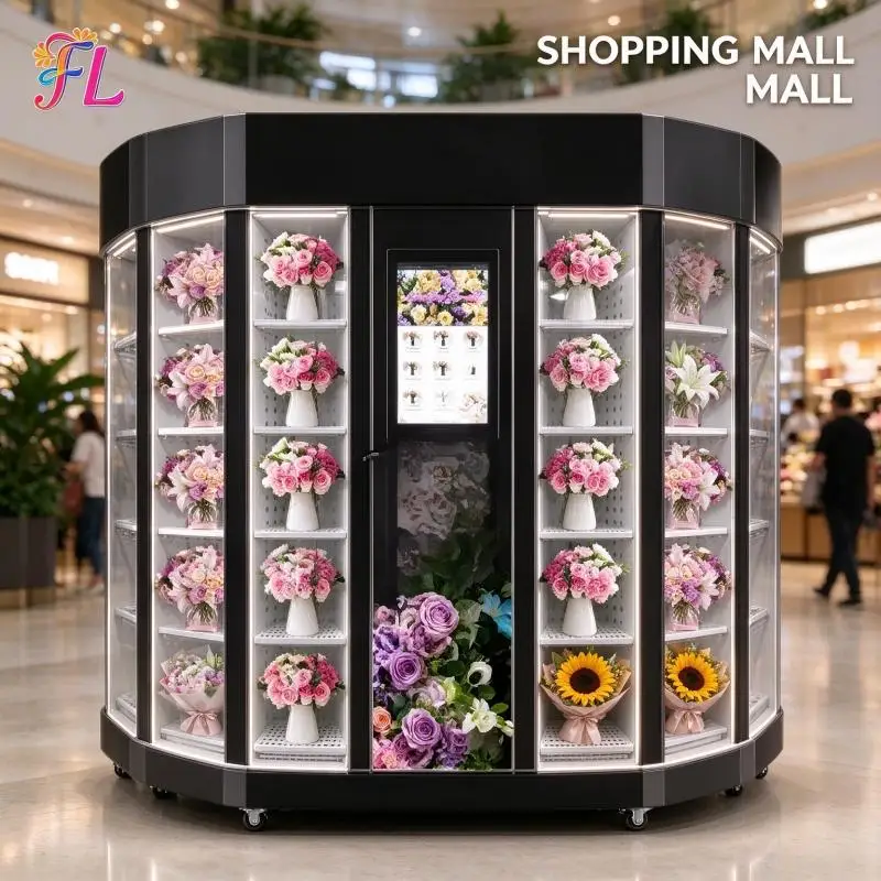 Flower Vending Machine Refrigerated Floral Vending Unit Prevent Flower Wilting Suitable For Rose And Carnation