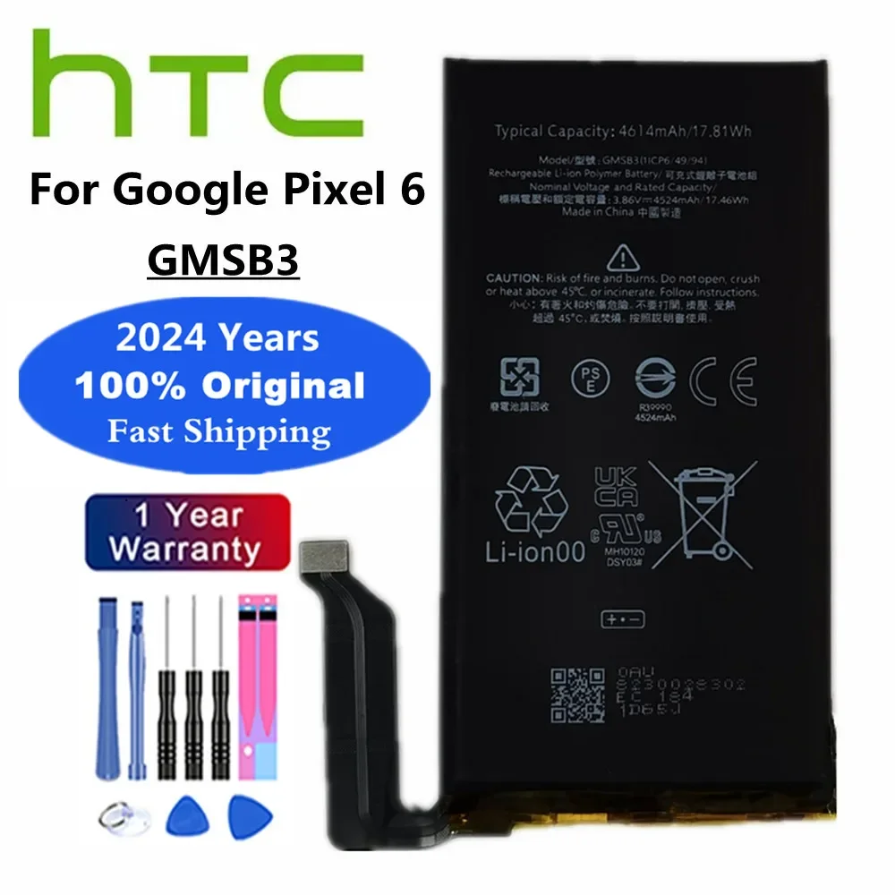 

2024 Years 4614mAh Original Phone Battery GMSB3 For HTC Google Pixel6 Pixel 6 High Quality Mobile Phone Battery Batteria + Tools