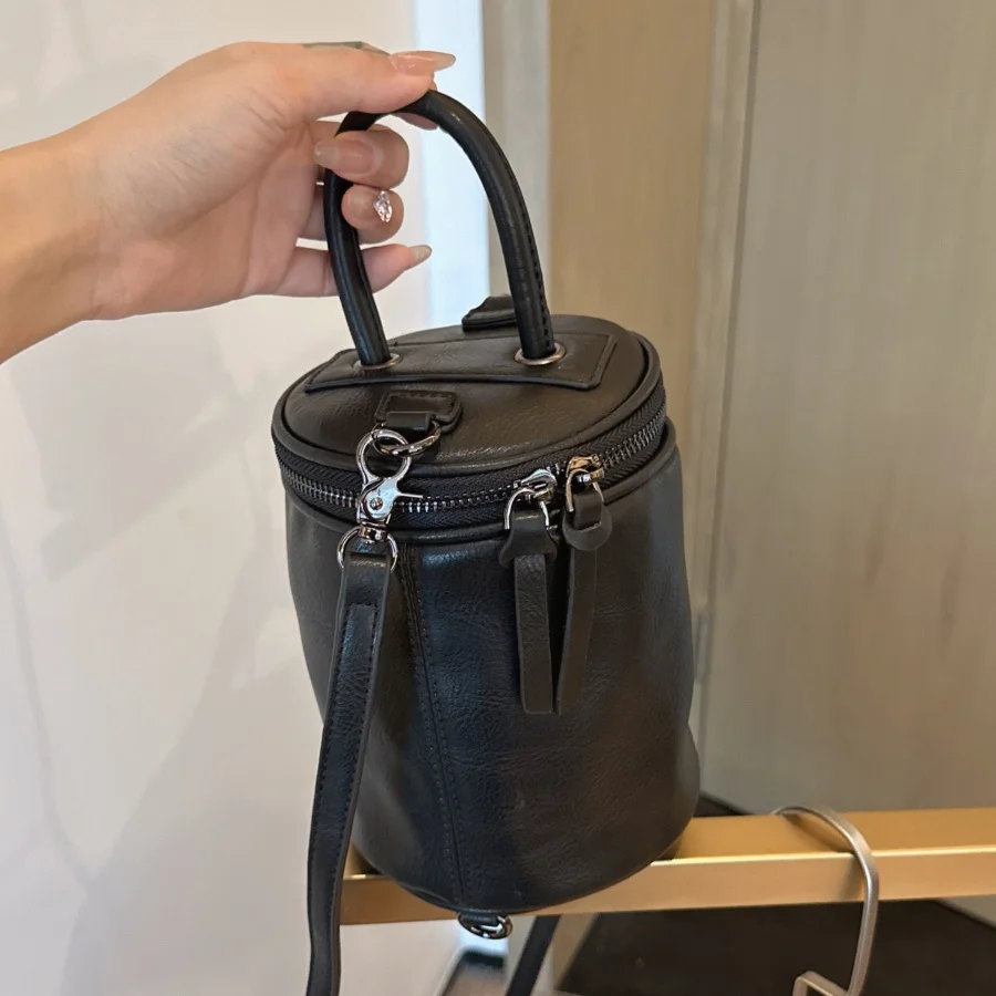 

PU leather Bucket Bag for Women Crossbody Bags small female Shoulder Messenger Bag Black ladies Handbag and purse phone Wallet