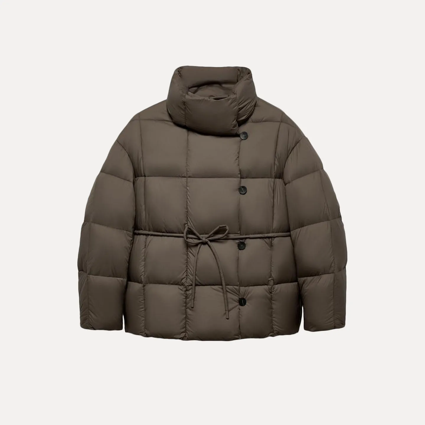 

Faionable ort Women's Coat 2025 Winter New Arrival Ele Personali Matching Belt Pure Color Cotton Jaet Z