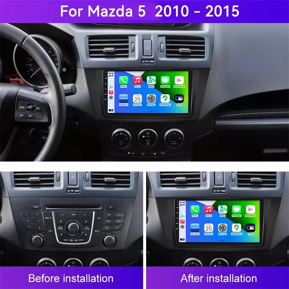 Android 14.0 Car Radio For Mazda 5 CW 2011 - 2015 Multimedia Stereo Video Player Navigation GPS Wireless Carplay 4G WIFI Auto