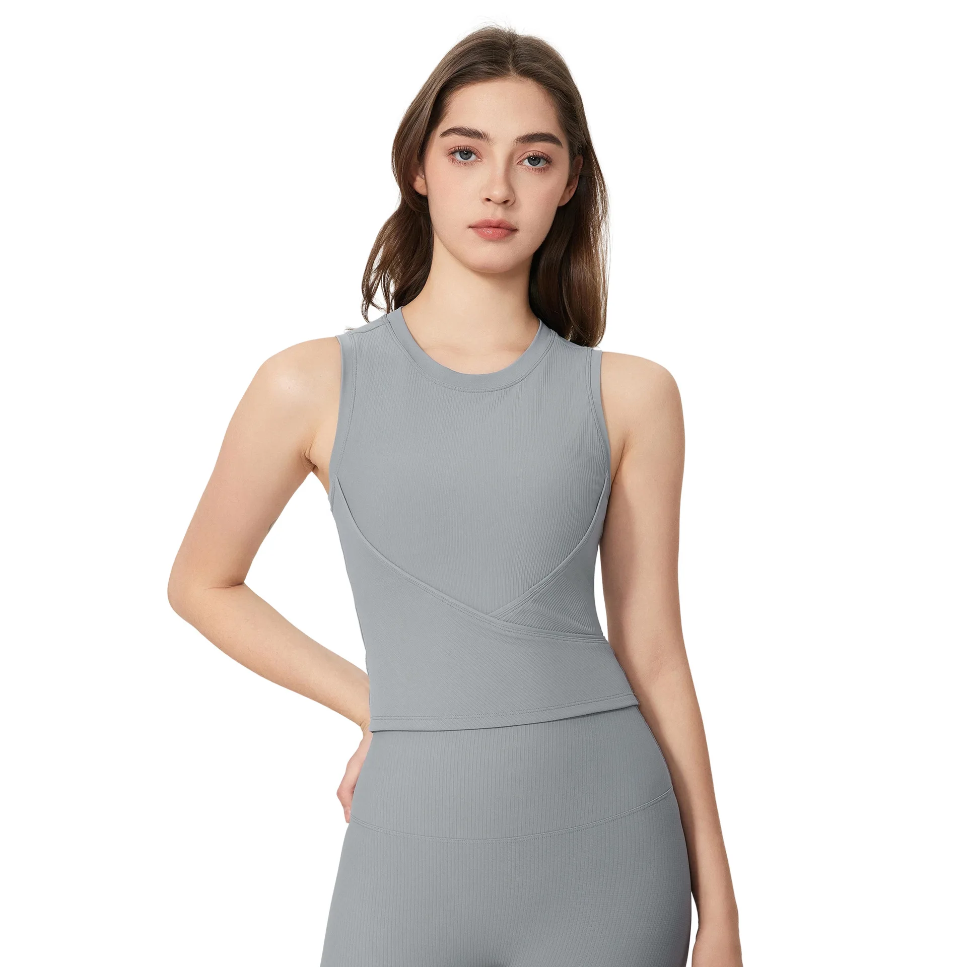 

Mermaid Curve High-elastic Belt Chest Mat Sleeveless Yoga Suit Push-up Shockproof Running Fitness Sports Vest for Women