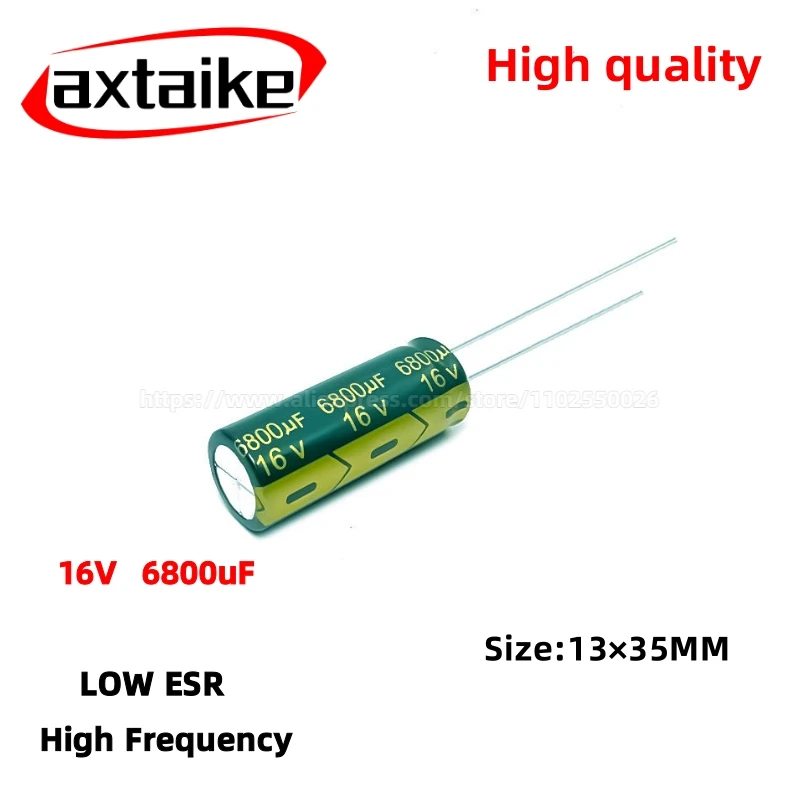 

5PCS 16V6800uF Aluminum Capacitor, High Frequency Low ESR 105°C Radial for Power Supply/Solar Inverter Size: 13×35MM