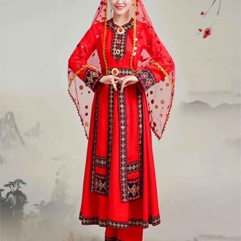 

Xinjiang Dance Costume Ethnic Style Stage Performance Female Kazak Uygur Wear