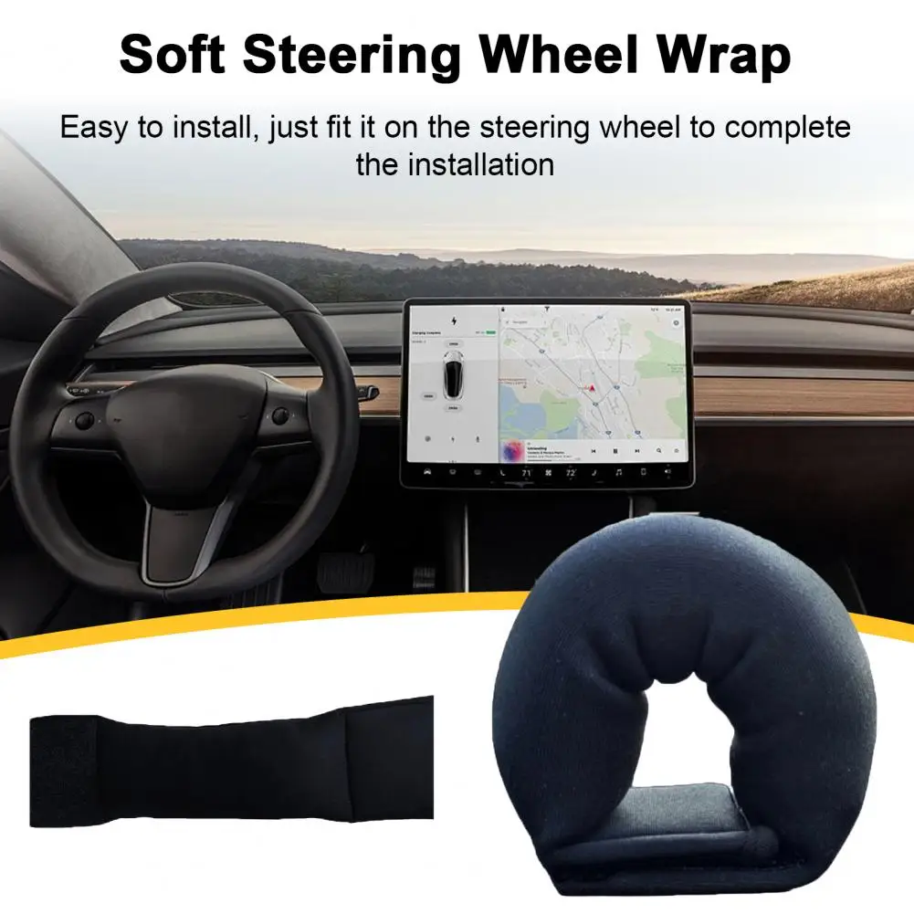 Steering Wheel Weight Soft Touch Fastener Tape Stylish Steering Wheel Wrap for Tesla Model 3/Y/S/X Luxury Steering Wheel Wrap