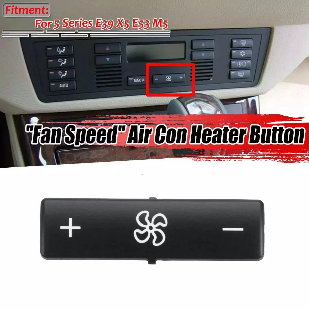 1X Car Climate Control Panel Button Switch Key Caps Air Control Fan Speed Heater for - 5 Series E39 X5 E53