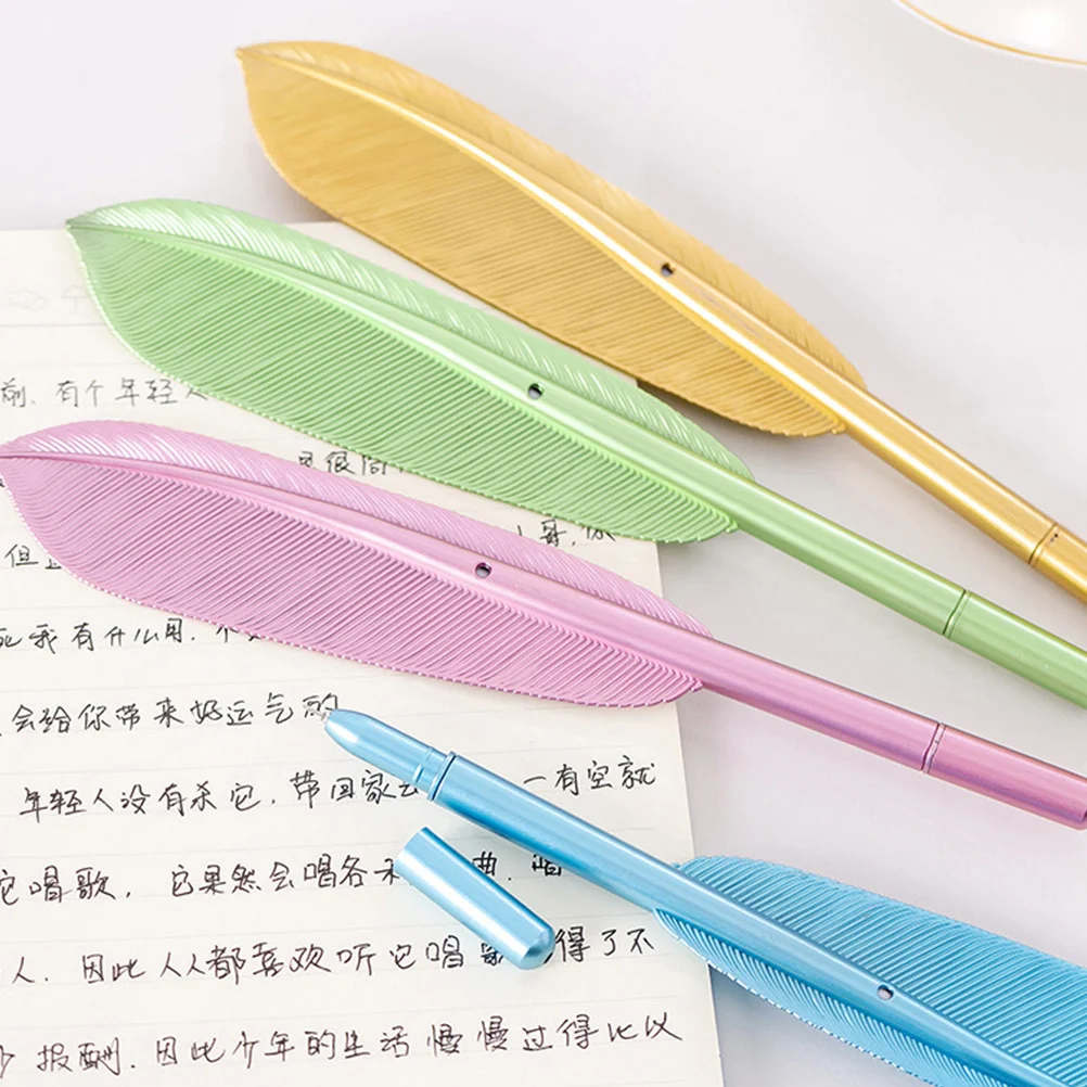 

12pcs Plume Pen Gel Pens Colorful -Shape For Students Office Use Refillable Smooth Writing Portable Sign Pens