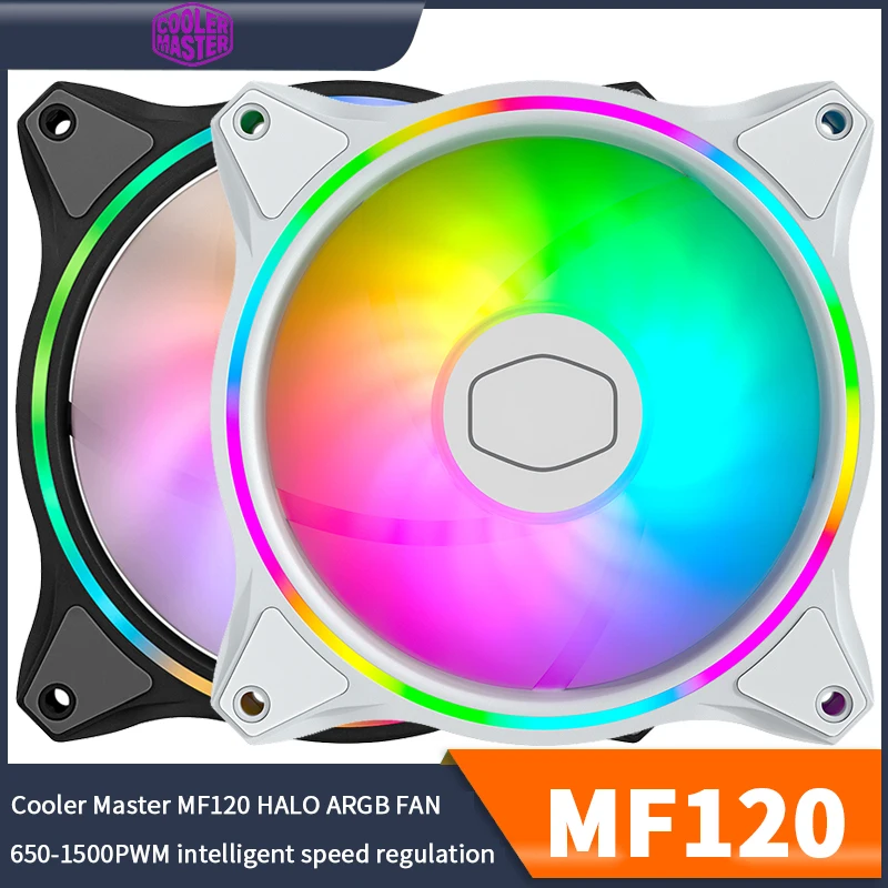 Cooler Master MF120 – ventilateur de refroidissement HALO, 120mm, 5V/3 broches, ARGB, pour boîtier d'ordinateur, CPU, PWM, silencieux