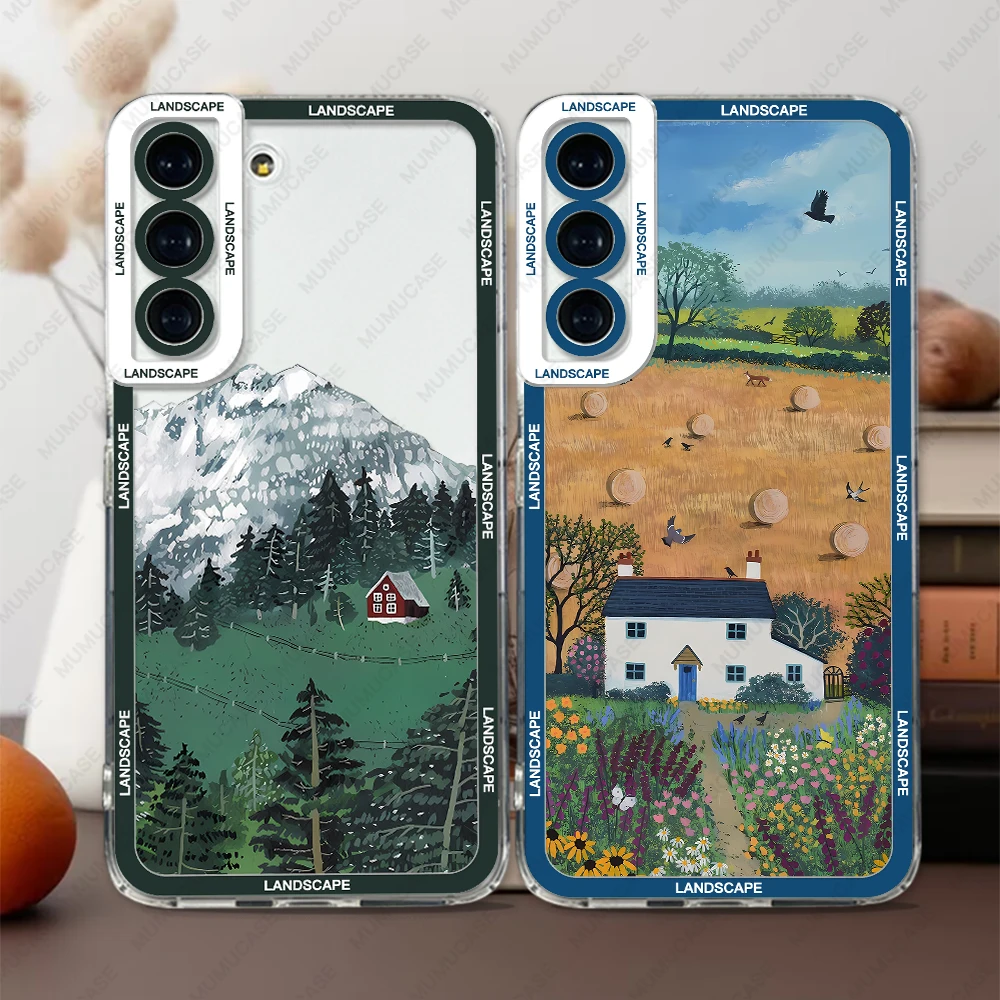 Case For Samsung Galaxy S24 S20 S21 FE S22 S23 Ultra A13 A32 A33 A50 A52 A53 A73 A54 A14 Soft Cover Landscape Art