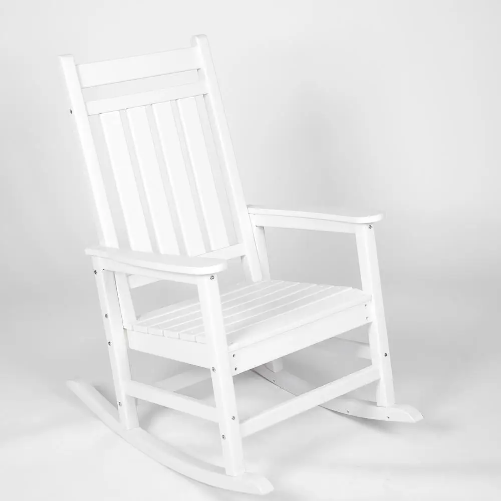 Schommelstoelenset voor alle weersomstandigheden met bijzettafel Ergonomisch comfort Houtstructuur Wit terrasmeubilair 3-delig