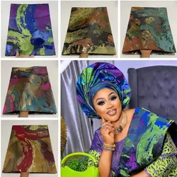 New Luxury 3D Swiss Gele Grandmaster African Multi Color Sego Headtie 2Pcs/Bag Nigeria Sego Head Tie Wrapper For Wedding ASO EBI