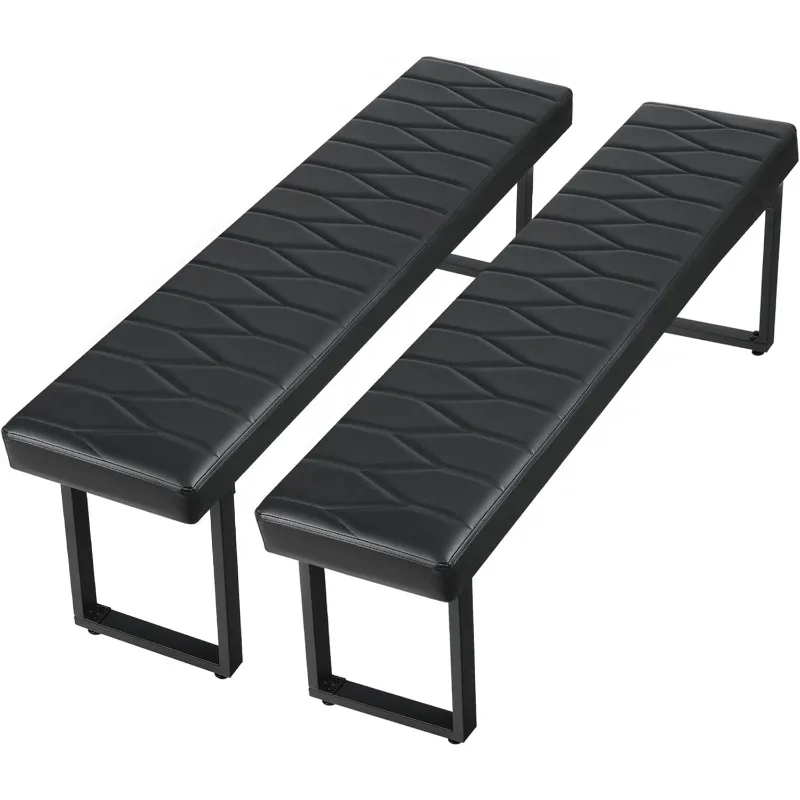 

STHOUYN 58” Padded Dining Table Bench Pair of 2 for 6-8 Person, Faux Leather Indoor Cushioned Bench, Extra Long Bench