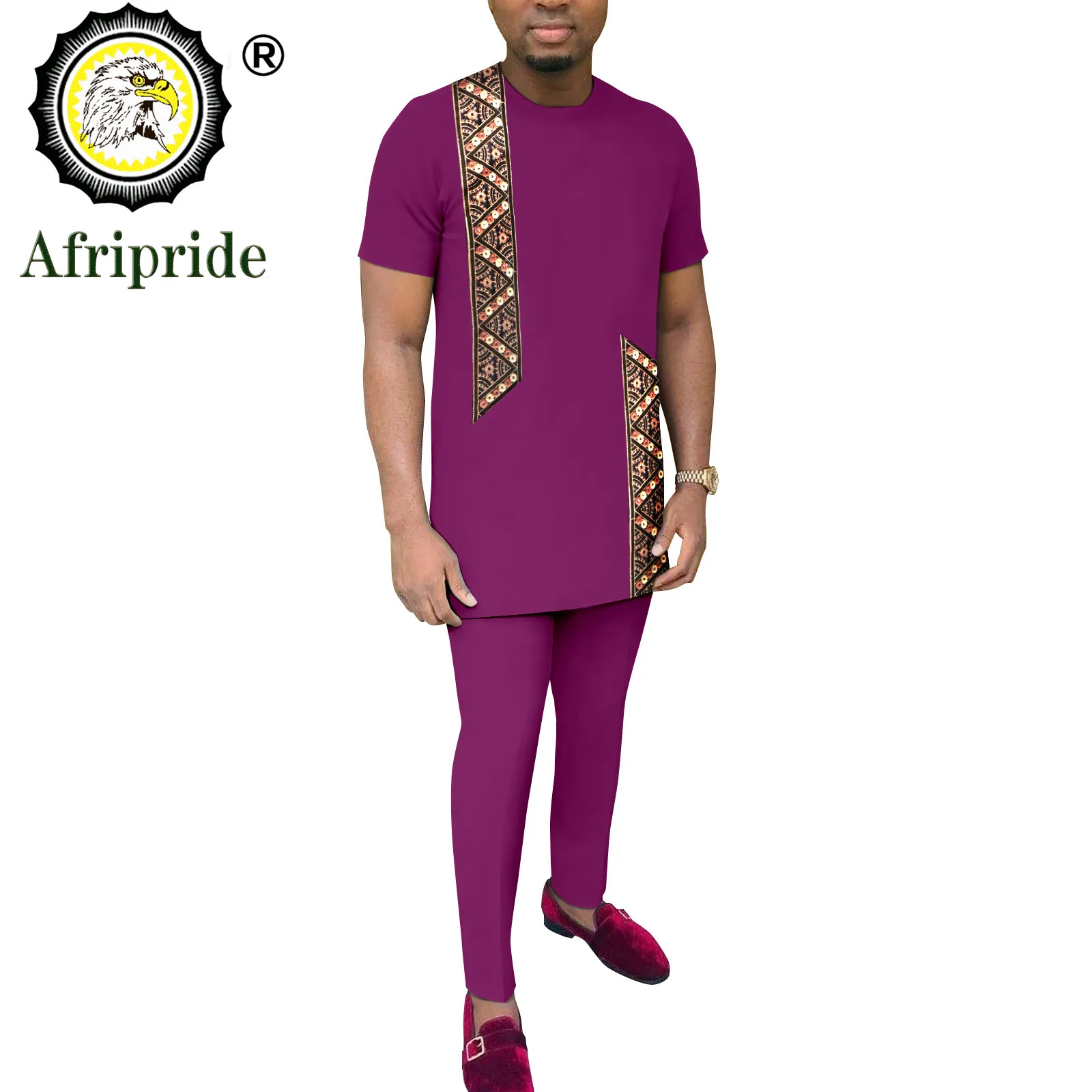 2024 African Men Clothing Outfit Short Sleeve Embroidery Shirts and Pants 2 Piece Set Dashiki Clothes Blouse Tops A2216112