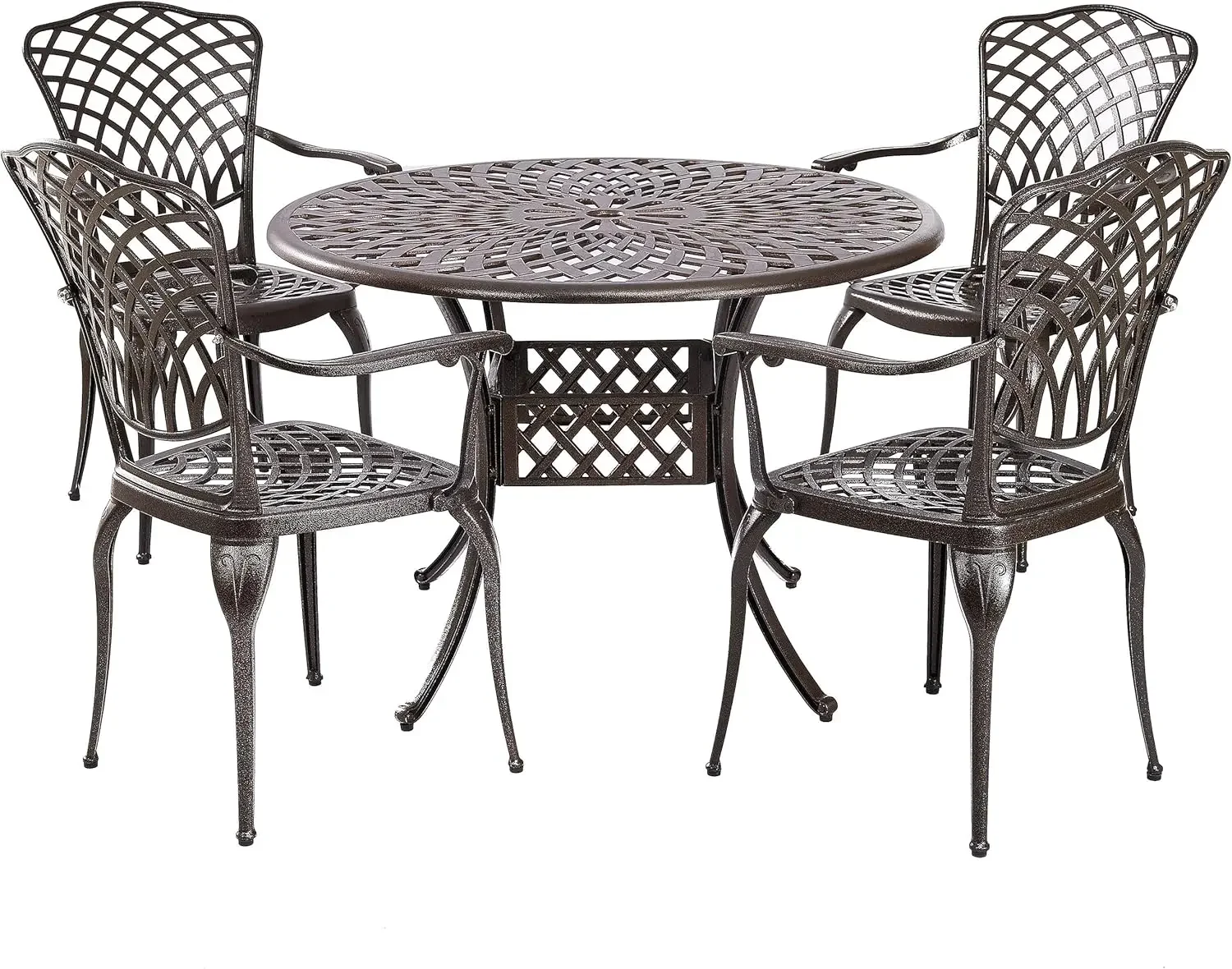 5-Piece Outdoor Dining Set for 4, Cast Aluminum Patio Furniture Table and Chairs Set, All-Weather Resistant