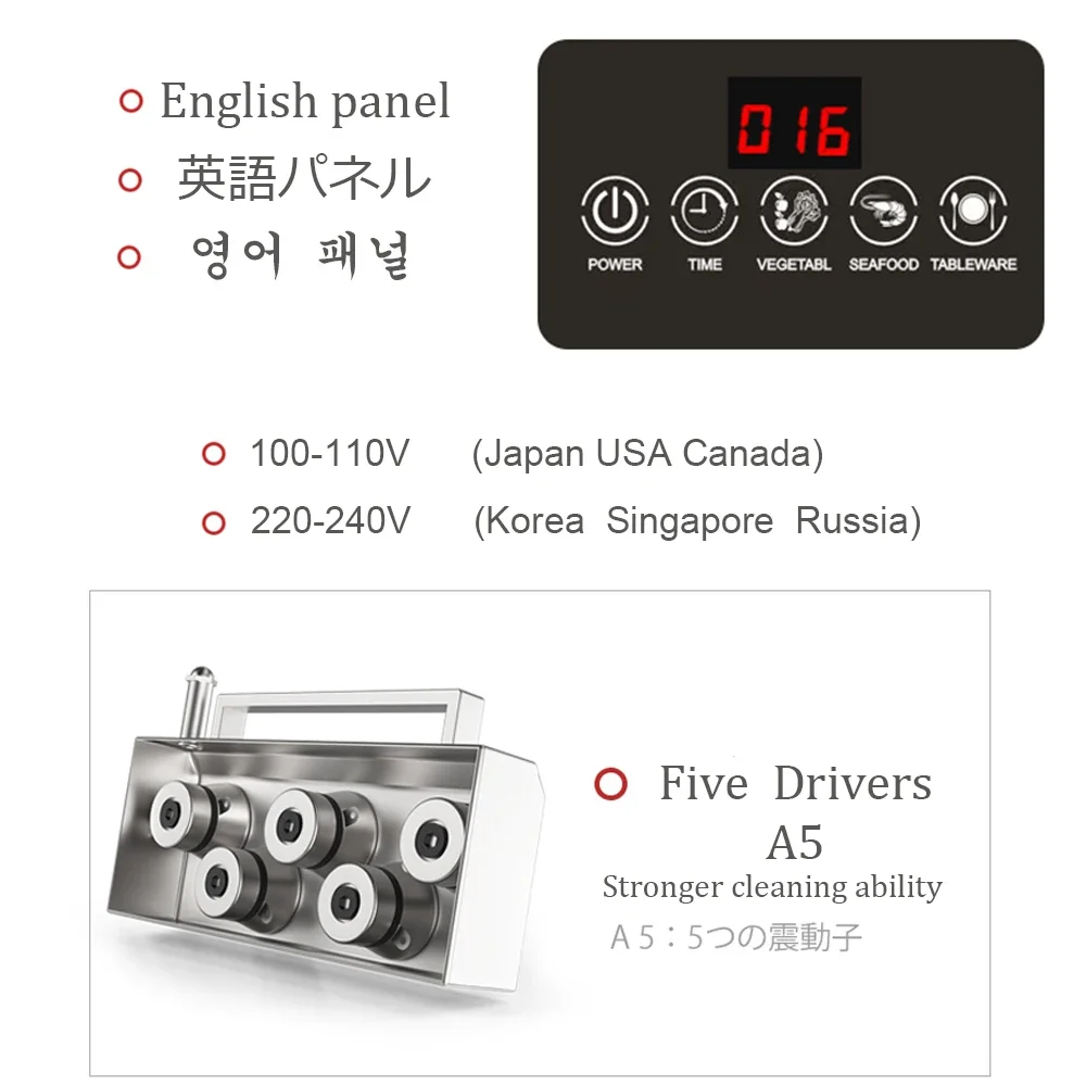 Máquina de lavar louça ultrassônica doméstica automática, 110v/220v, portátil, pequena, independente, sem instalação, pia de cozinha, versão em inglês