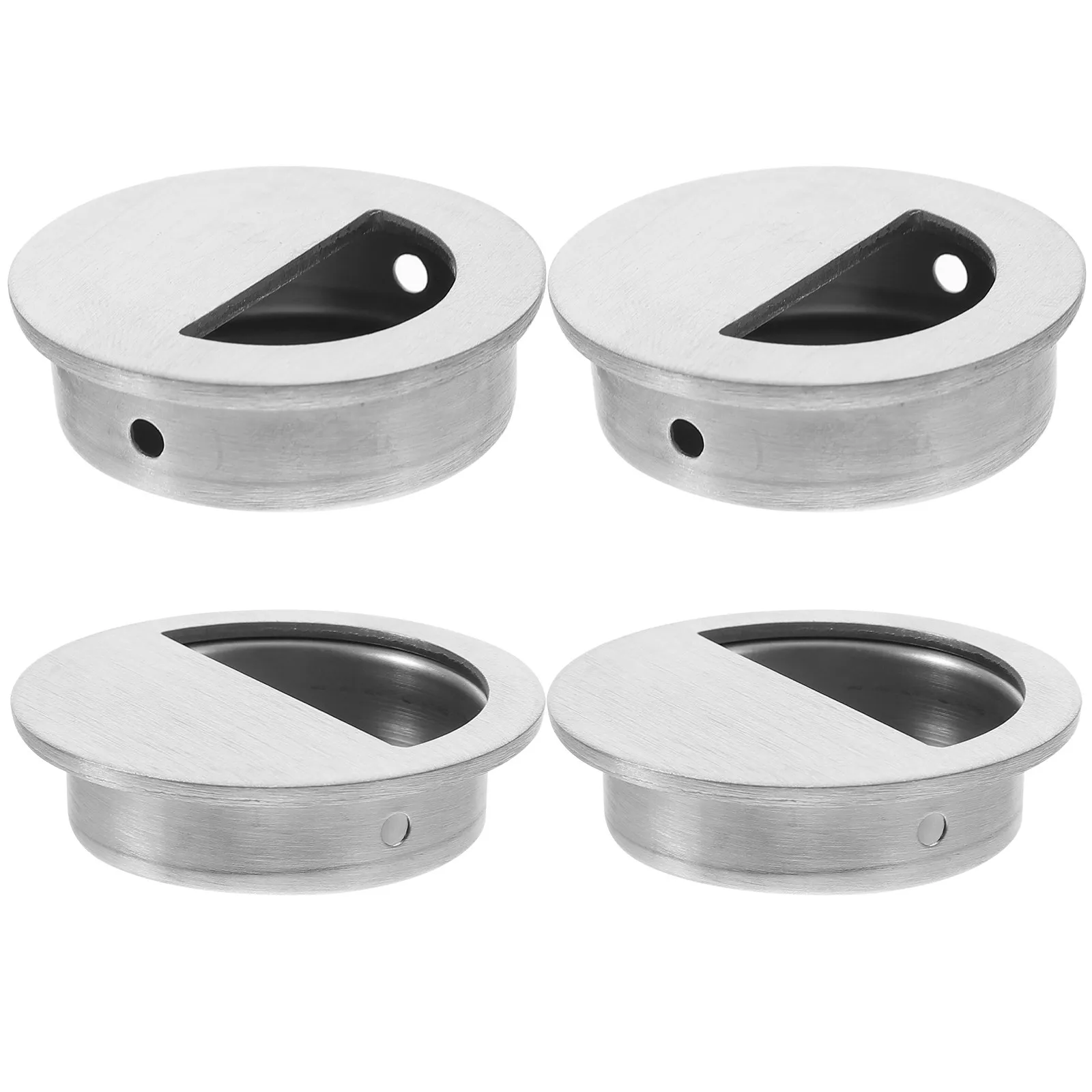 4Pcs Stainless Steel Recessed Door Pulls Pocket Cabinet Handles Drawer Knobs Bathroom Cabinet Door Handles Rustproof Easy