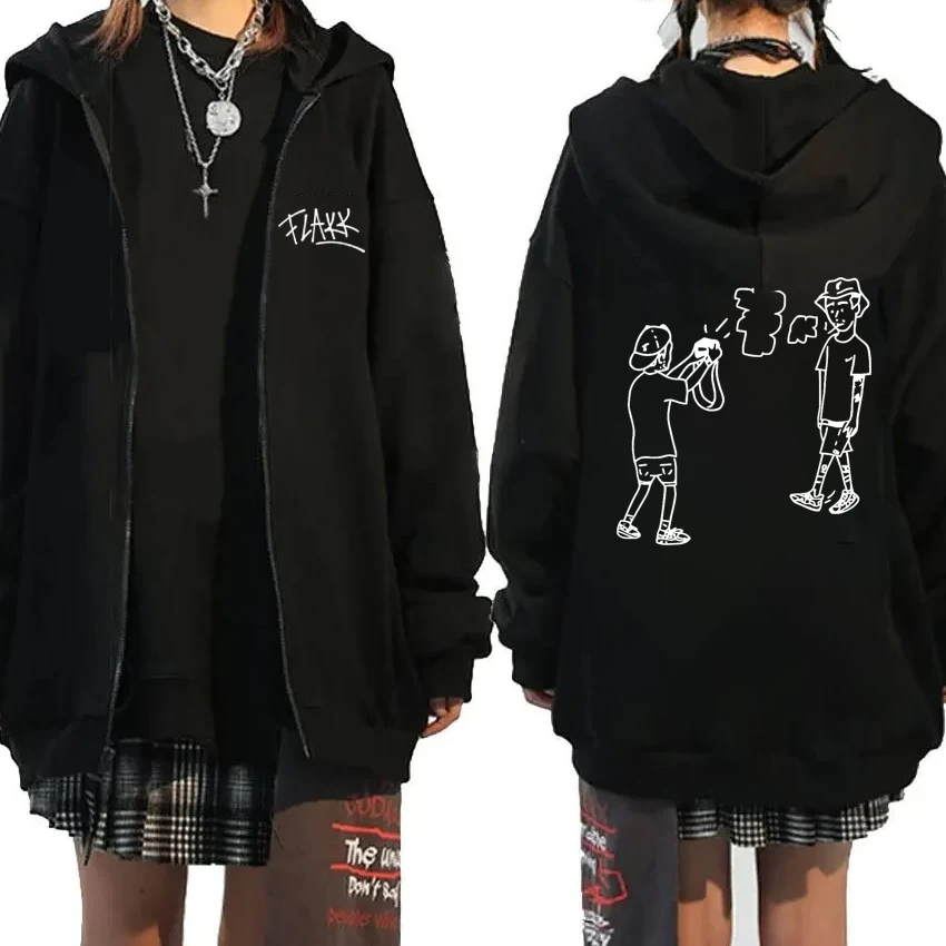 

2025 Rapper Rels B Double Sided printed album Graphics Zipper streetwear Men women harajuku vintage Hoodie Unisex Fleece Coats