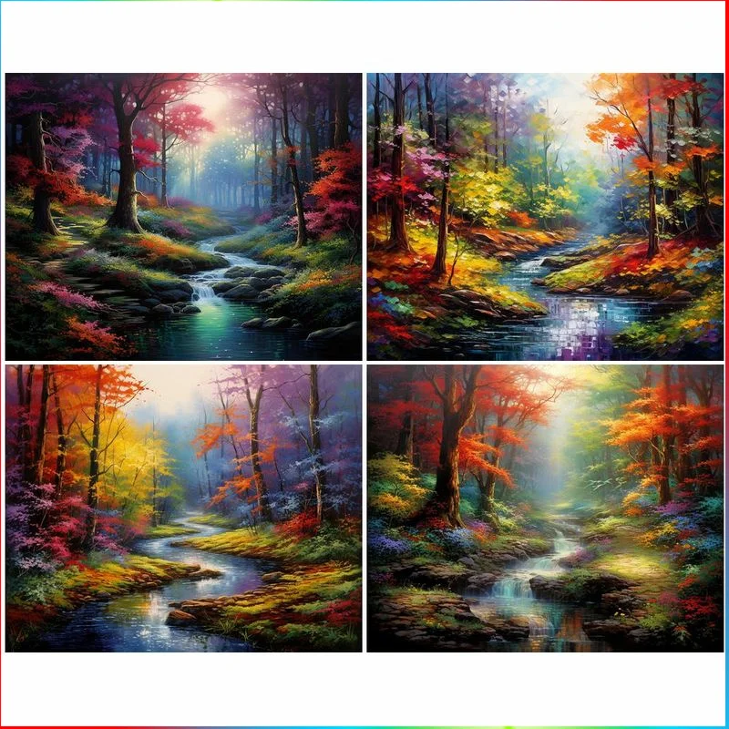 

GATYZTORY 5D DIY Diamond Painting Handicrafts Diamond Embroidery Forest Landscape Cross Stitch Art Gift Home Decoration