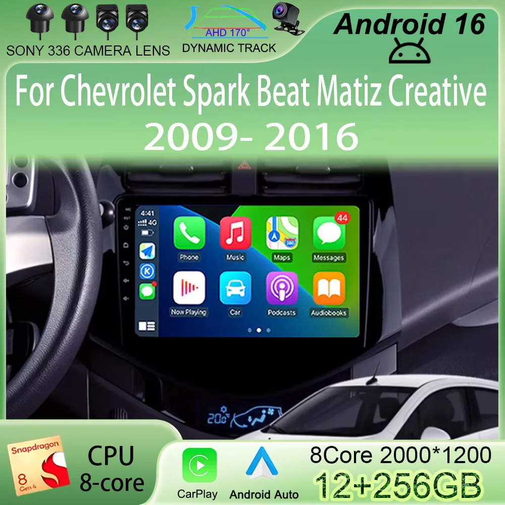 

Автомагнитола Android 16 Carplay для Chevrolet Spark Beat Matiz Creative 2009-2016, мультимедийный видеоплеер, стерео-головное устройство 2din DSP