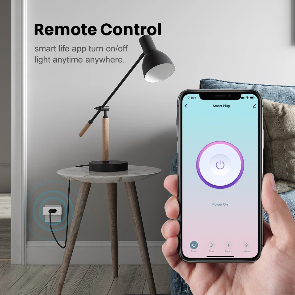 Shawader Brasil WiFi Tuya Smart Plug Socket 10A Brazil Outlet Energy Monitor Wireless Voice Remote Control by Google Home Alexa