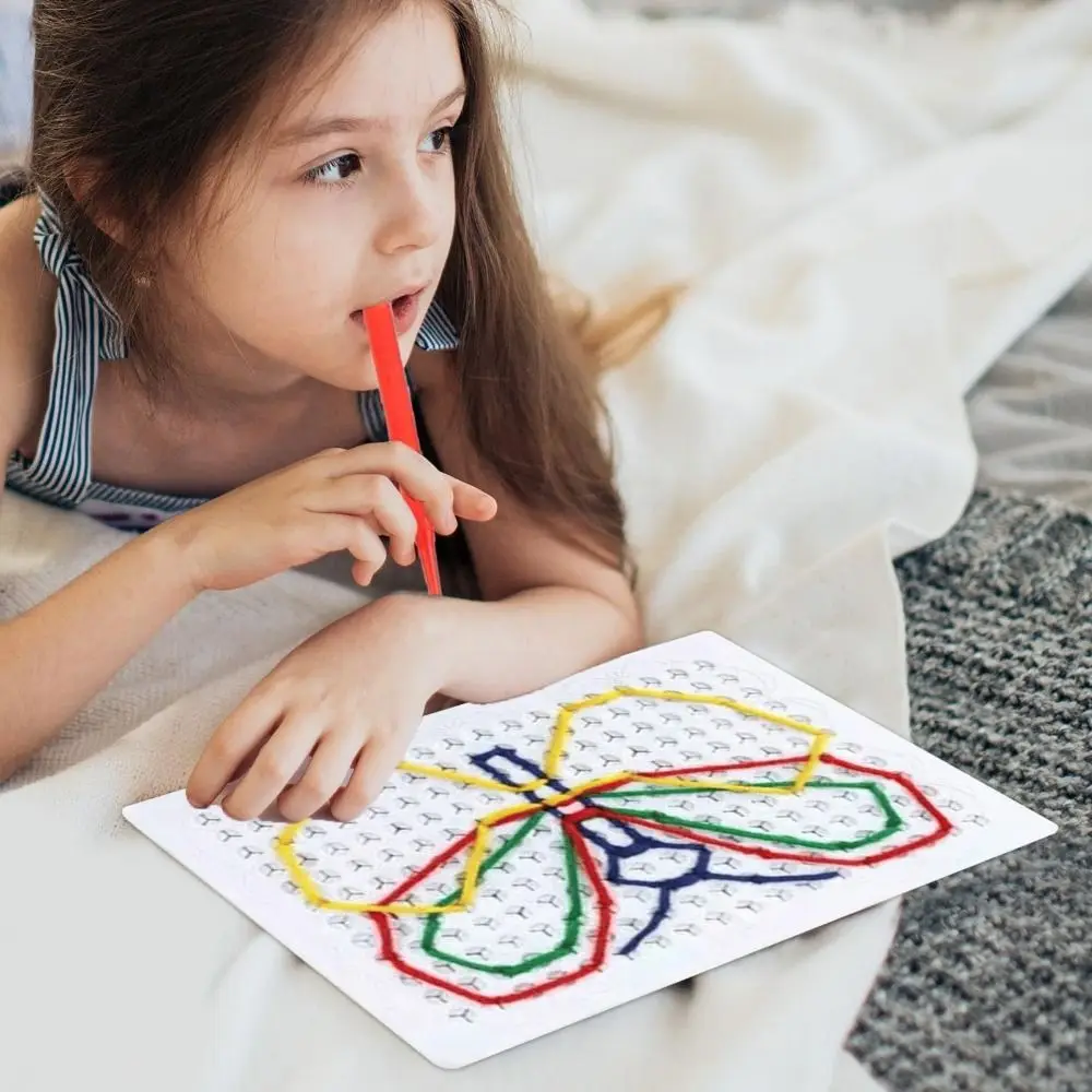 Planche à enfiler faite à la main pour enfants, jouet de filetage, réutilisation, planche de peinture, fil sensoriel coloré pour enfants