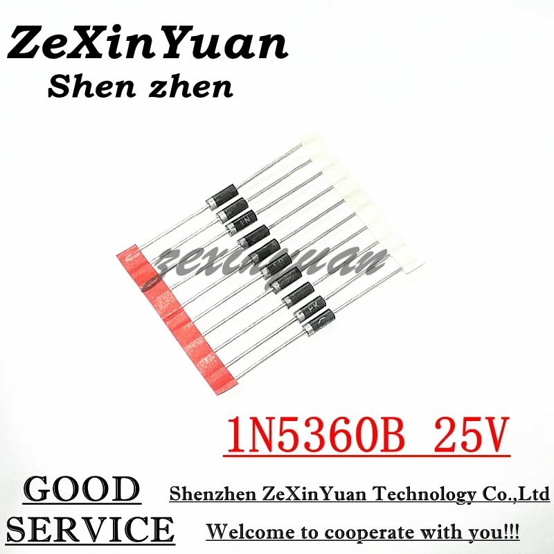 10PCS  Zener Diode 5W 25V IN5360B 1N5360B 1N5360 5W   DO-15 CASE17-02