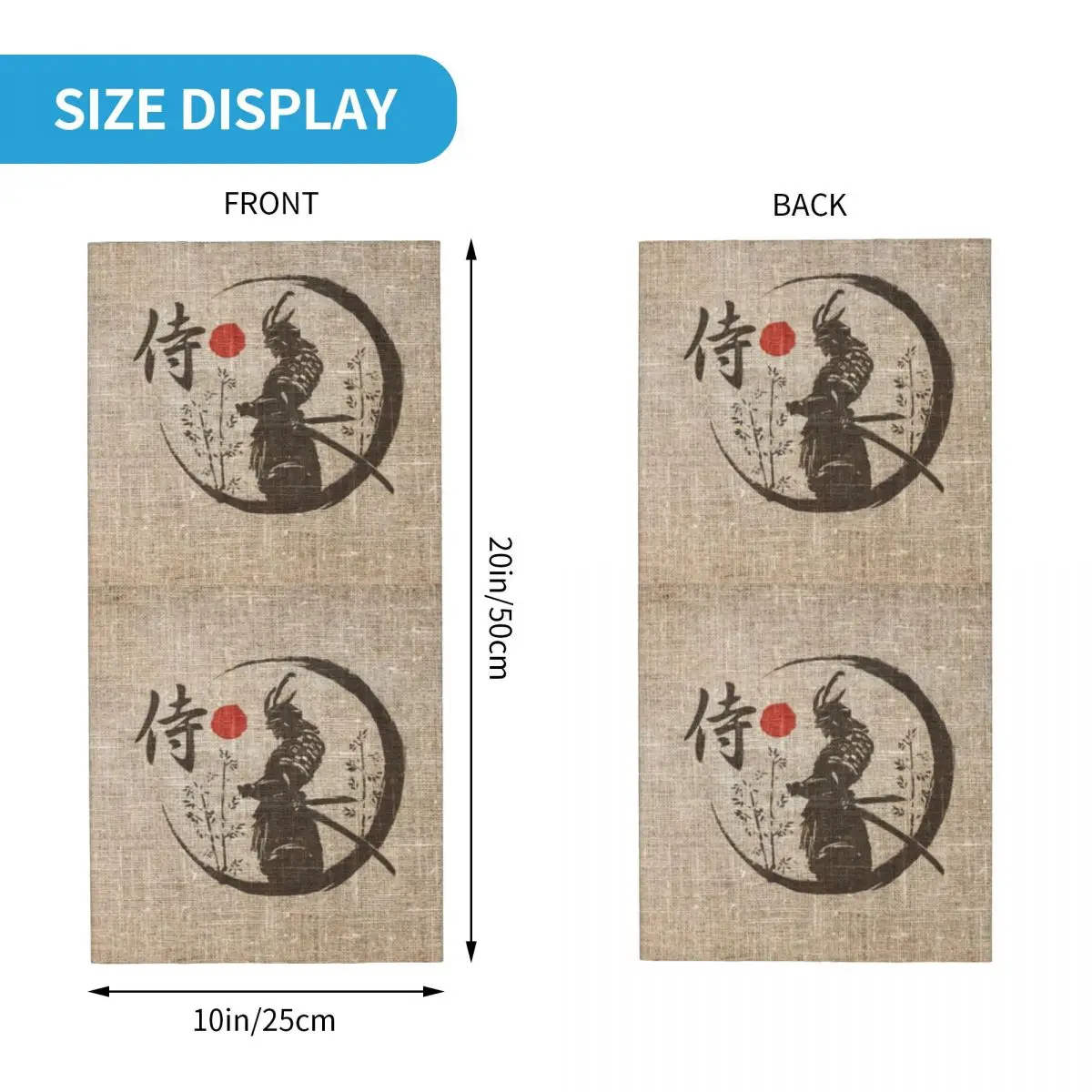 Samurai Japanese Word Neck Gaiter Men Women Windproof Winter Bandana Scarf for Cycling