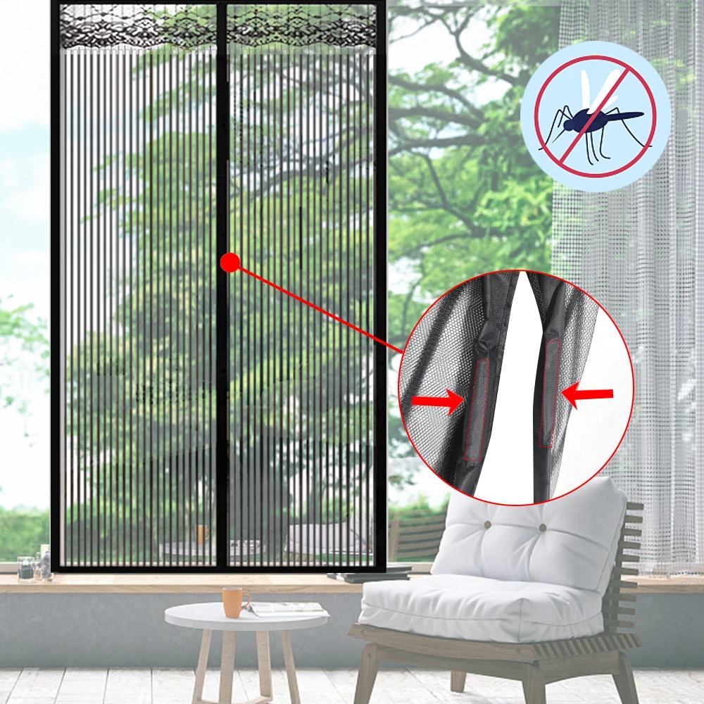 Hands-free Mosquito Net Door Curtain Net Automatic Closing Custom Size Anti Mosquito Insect Fly Bug Magnetic Door Screen Mesh