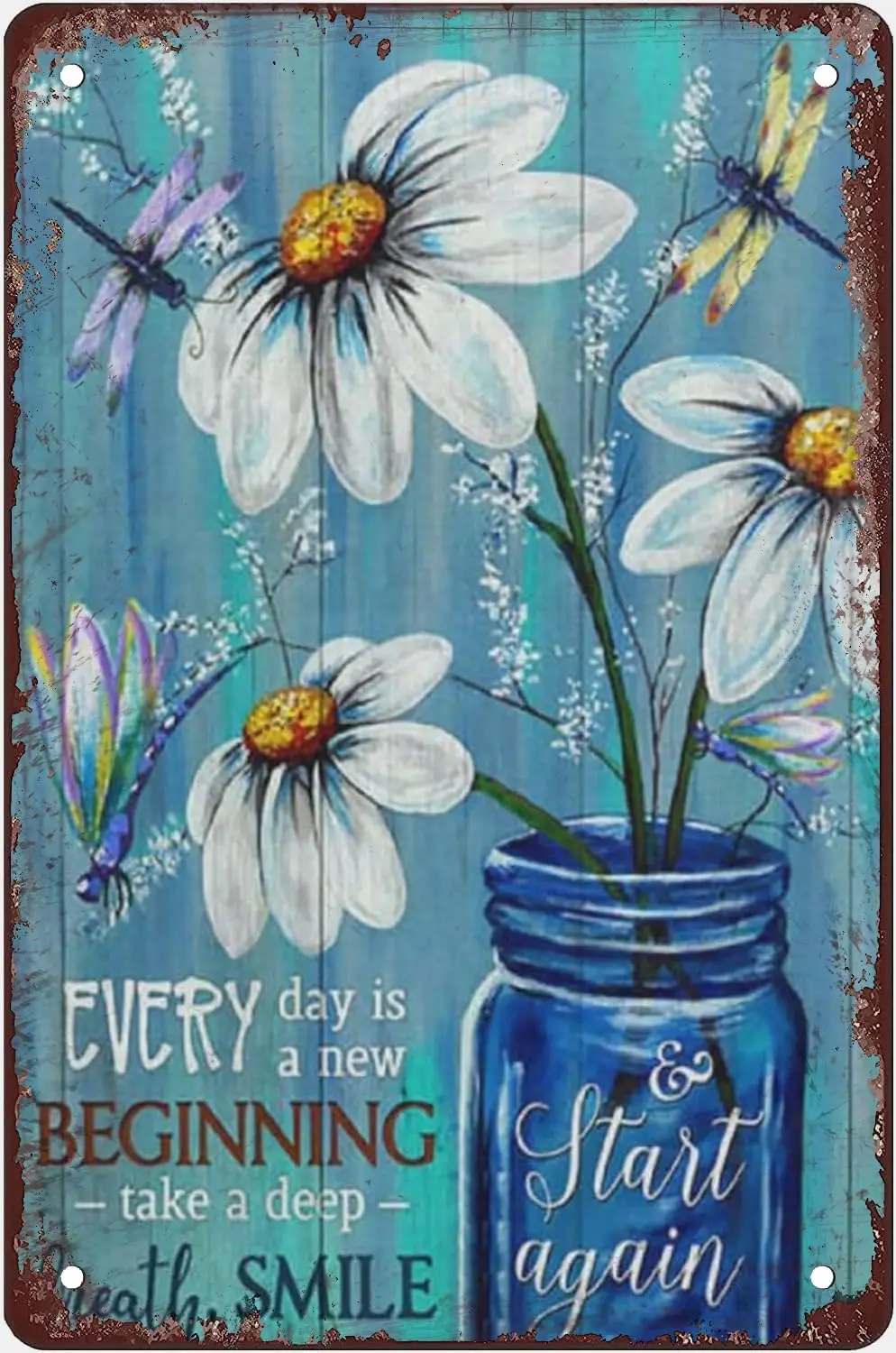 Funny Metal Tin Sign Eviral Store Beautiful Dragonfly Take A Deep Breathe Novelty Funny Wall Decor Decorative for Home Farm sign