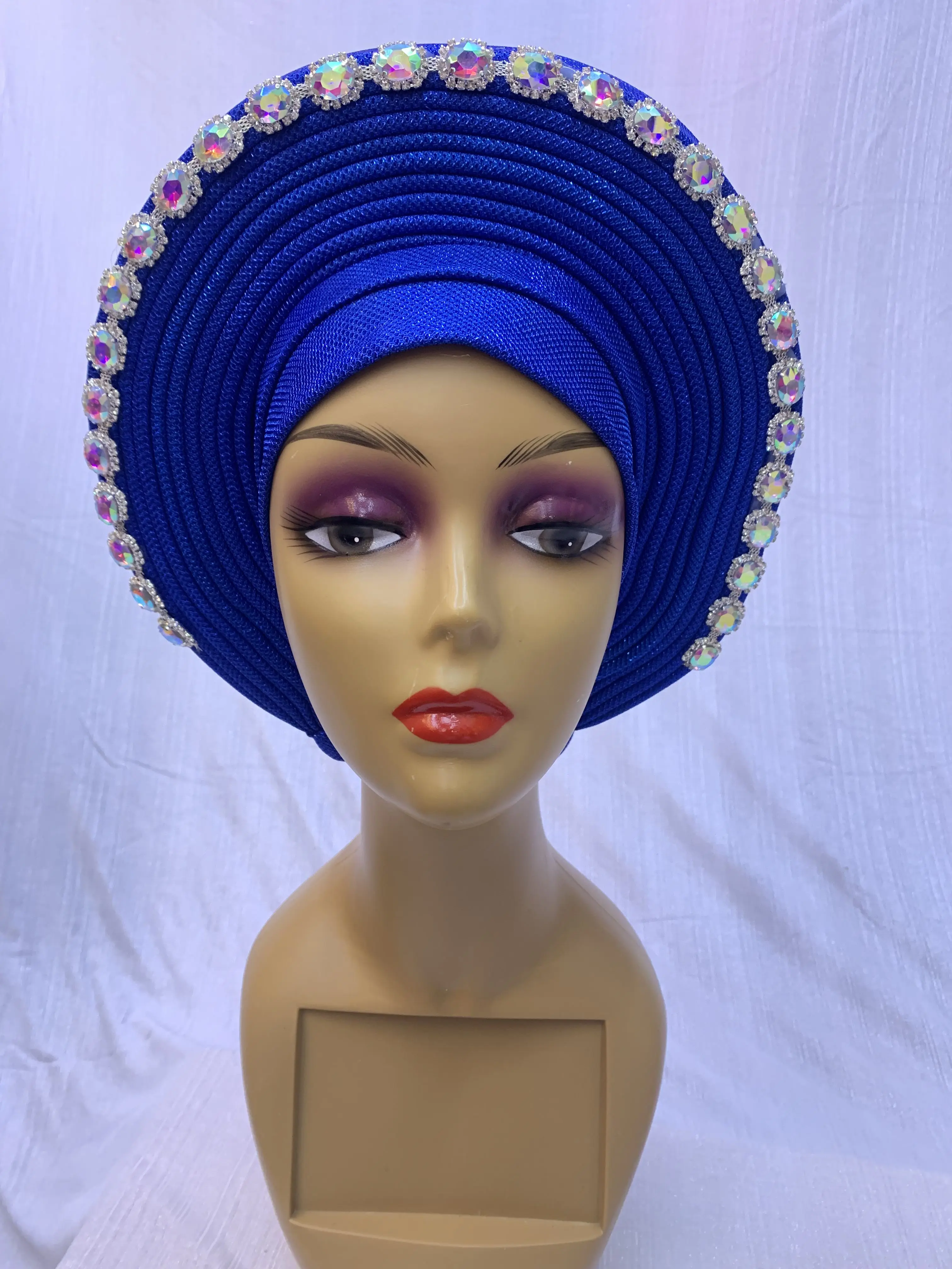 Latest Nigerian Auto Gele Headtie for Women Already Made Auto Gele  African Turban Cap With Beads For Party 1Piece XM718-1