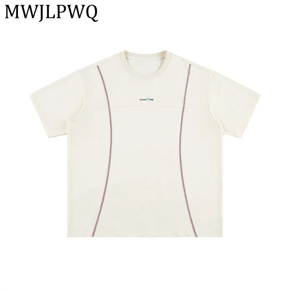 

MWJLPWQ Simple Letter Print Short-Sleeve Men's T-Shirt Sporty Summer Contrast Color Stitching Deconstructed Casual Tops 15417