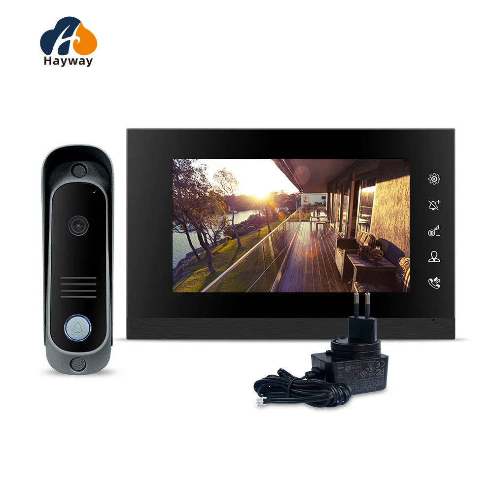 7 inch Wired Video Doorbell Indoor Monitor IR-CUT Outdoor Camera Visual Intercom Two-way Audio Remote Unlock Video Door Phone