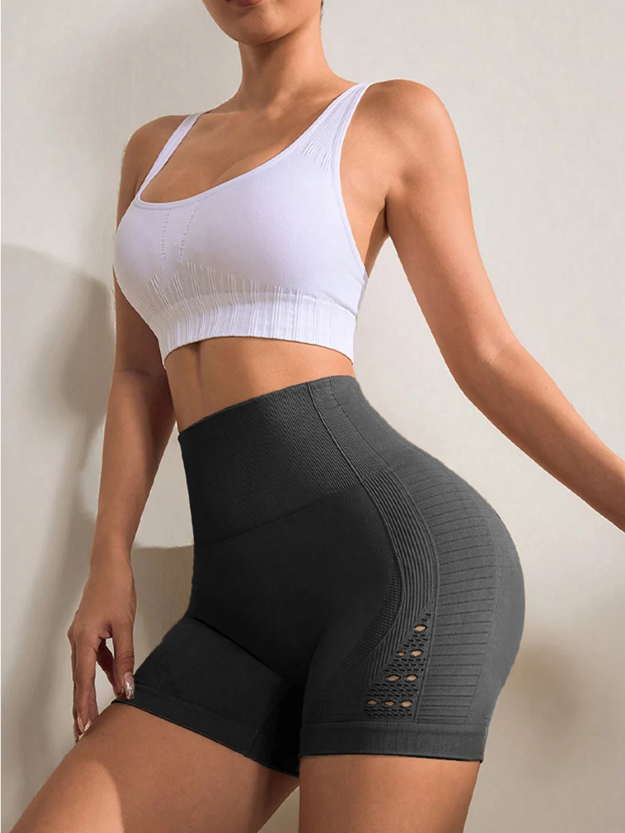 Women's High-Waisted Peach Lift Capri Shorts - Side Cutouts Breathable, Running Yoga Gym Training Pants