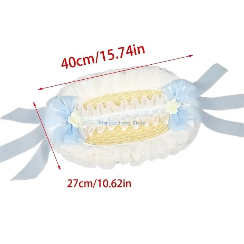 652B สไตล์ฝรั่งเศสสไตล์ Bonnet หมวกลูกไม้ Bowknot ปรับหมวกปานามาสำหรับโอกาสพิเศษ Roleplay อะนิเมะ Headwear