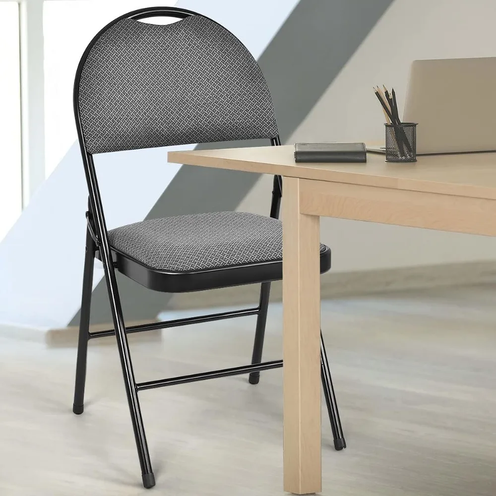 Paquete de 6 sillas plegables acolchadas con asiento y respaldo acolchado tapizado para silla de fiesta de boda de oficina en casa, resistente (gris)