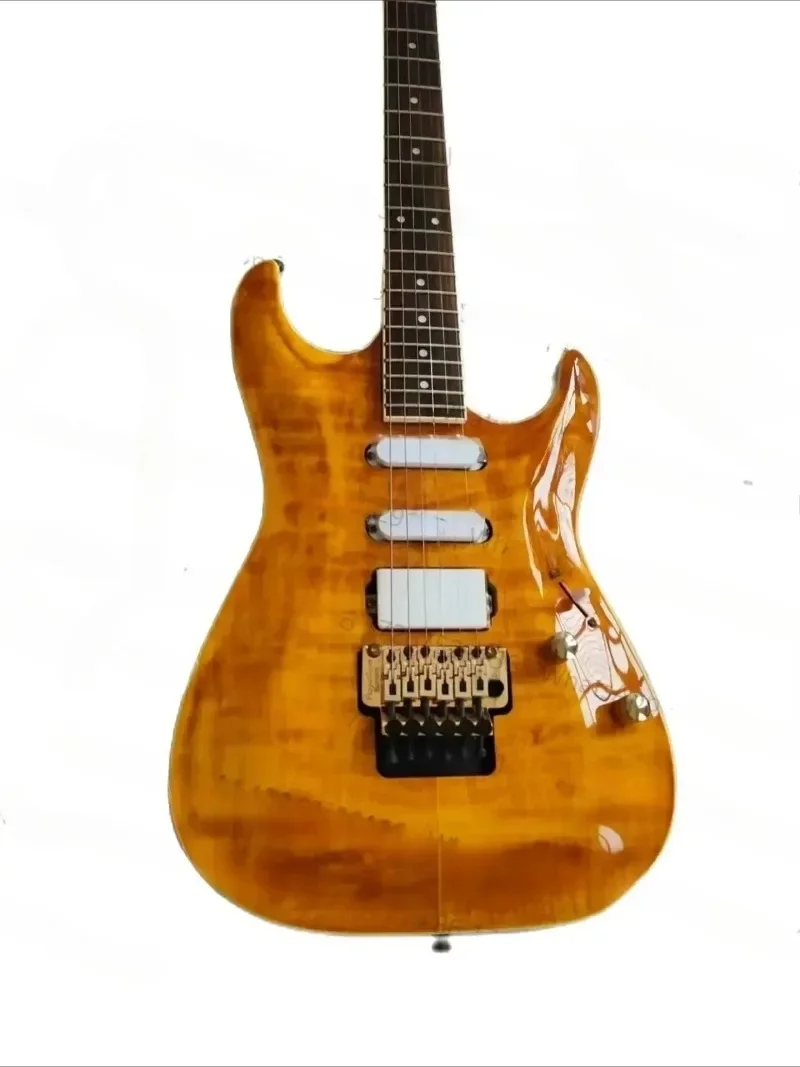 Custom Knopfler MK Electric Guitar - Amber Sunburst Quilted Maple Top