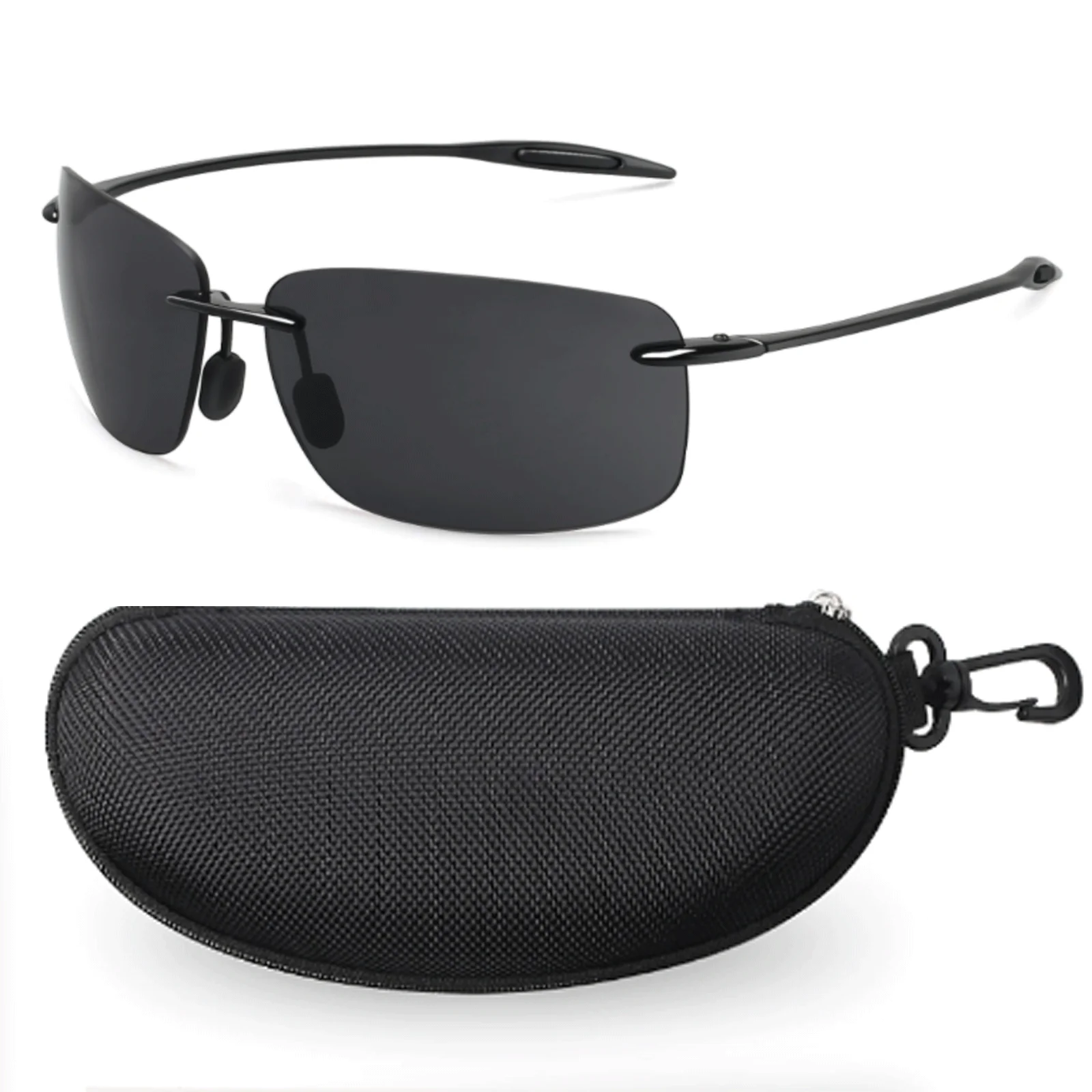 JULI Polarized Classic Sports Rimless Sunglasses Men Fishing Driving Male Rectangle Ultralight Frame Sun Glasses UV400 MJ8009