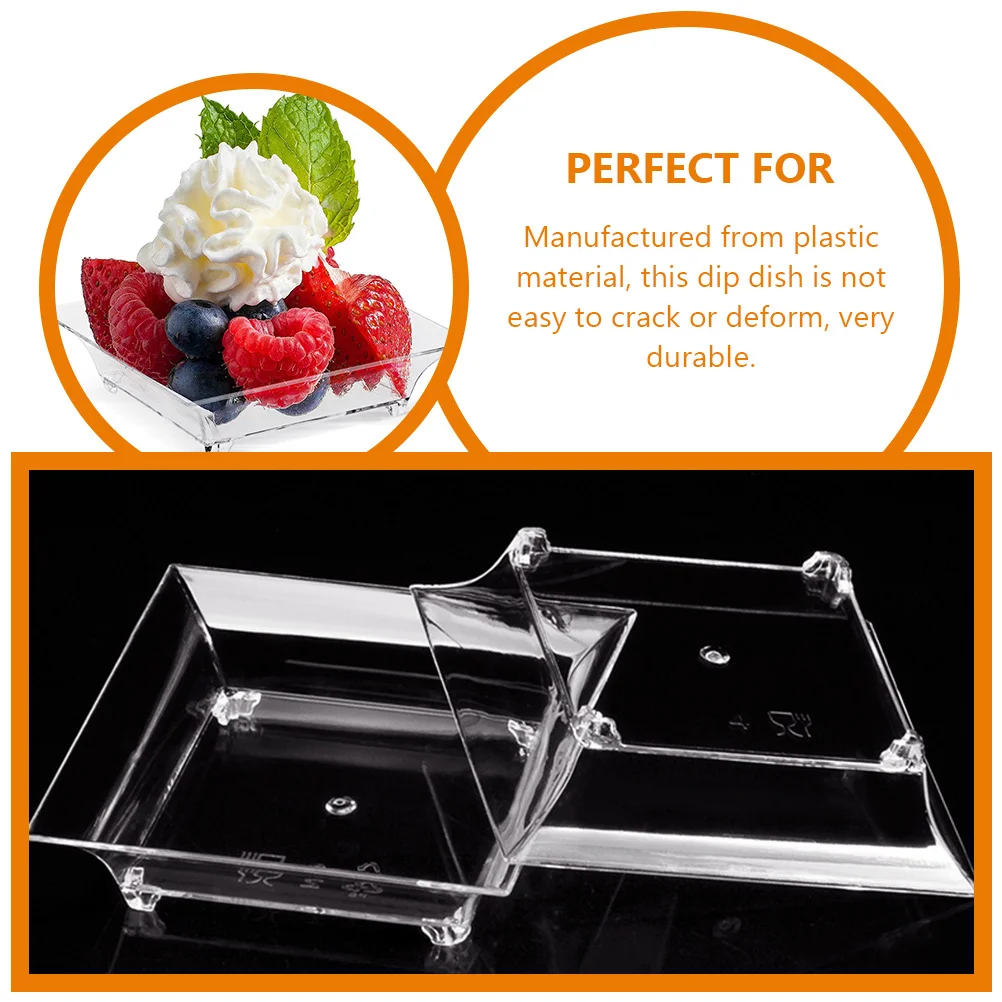 

50Pcs Disposable Plastic Sauce Dishes Soy Sauce Bowls Small Square Dipping Bowls Durable for Ketchup Vinegar Condiments