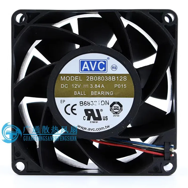 

Original AVC 2B08038B12S 80 * 80 * 38MM 8CM 12V 3.84A 4-wire PWM violent server Cooling fan