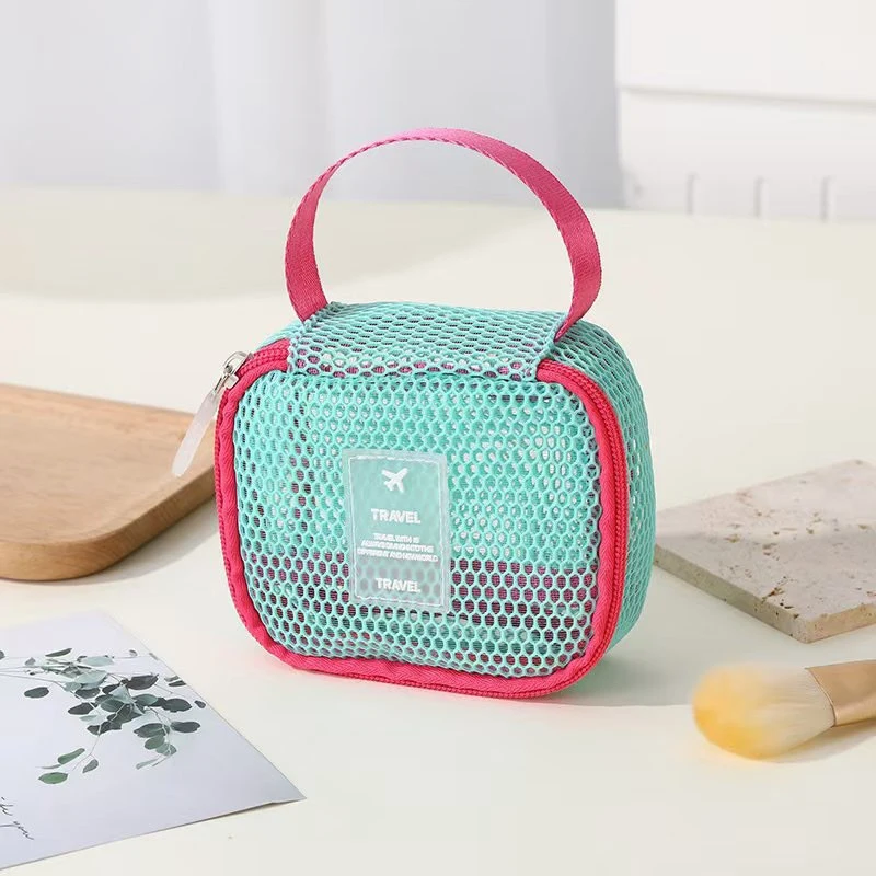 Transparent Cosmetic Bag Square Mesh Storage Pouch Small Capacity Key Bags Mini Zipper Coin Purse Mini Wash Bag Stationery Case