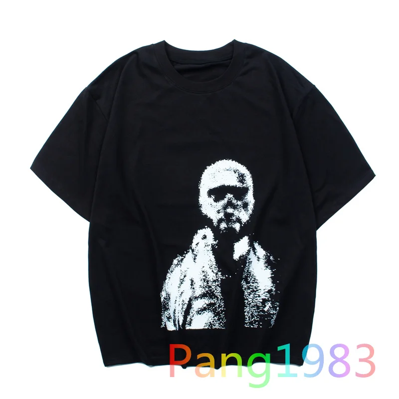 Kanye Portrait Short Sleeved T-shirt Men Women High Quality Plain Weave T Shirt