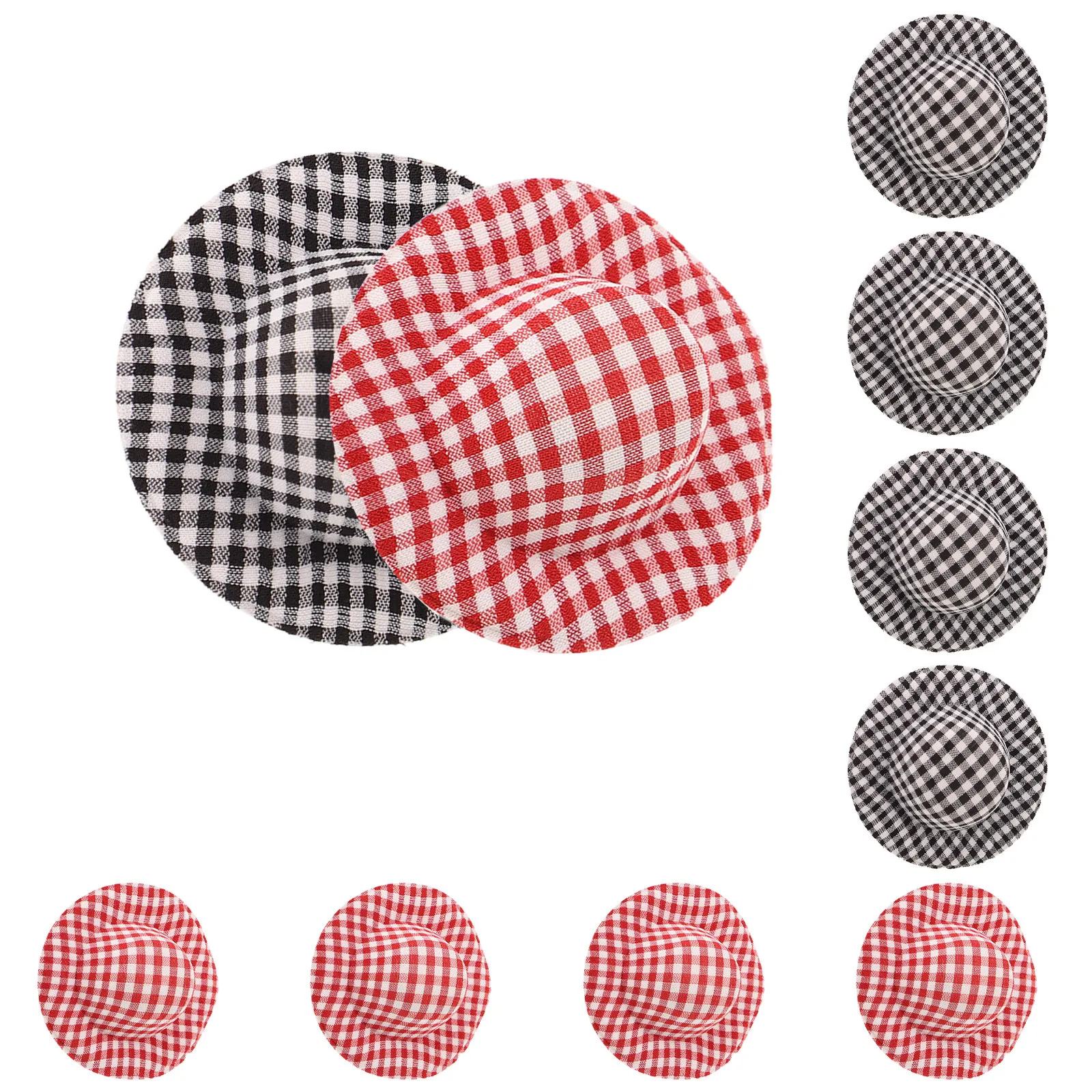 

20 шт. миниатюрных шляпок в клетку для рукоделия, яркие маленькие украшения-шляпки, креативные аксессуары для волос, декор для мягких игрушек