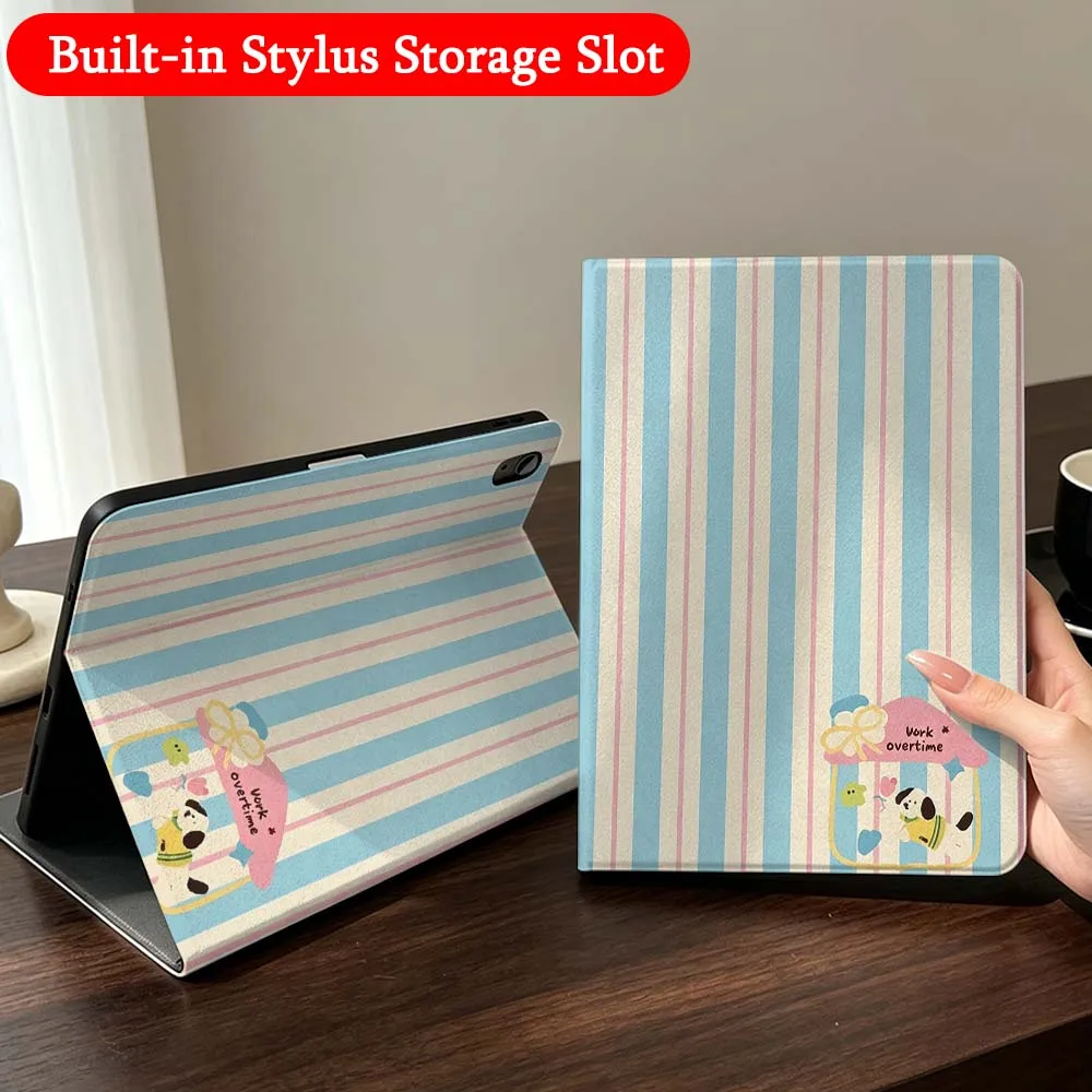Cartoon Line Stripes Art Case For iPad Mini Pro Air 5 6 7 8 9 11 9.7 7.9 10.9 13 12.9 inch Folding Automatic Sleep/Make Tablet