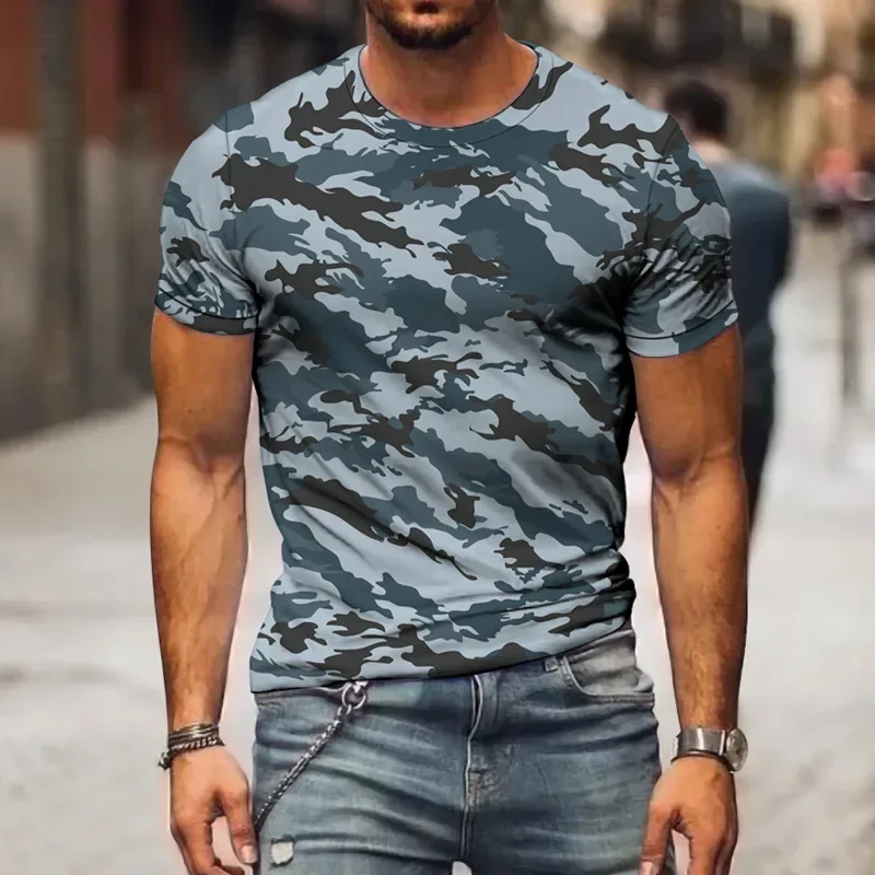 

2025 Cool Army Tough Guy Men's T-shirt 3D Printed Veterans Camouflage Sports Outdoor Quick Dry Round Neck Short Sleeve