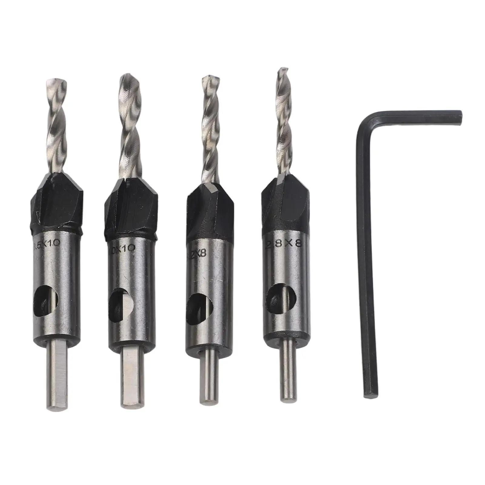 

Tapered Guide Drills 4-Piece Drill Bit Set DIY Home Repairs Efficient Chip Evacuation Exceptional Hardness 120g